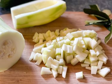 peel, deseed and dice zucchini