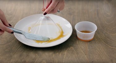 coating martini glass rim with caramel sauce