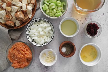 Ingredients for sausage stuffing muffins