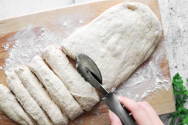 Slice pizza dough