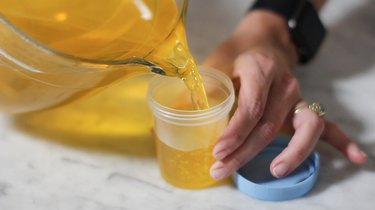 Pouring Jello into specimen cup