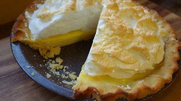 Lemon meringue pie with gluten-free, low-carb coconut flour rolled pie crust.