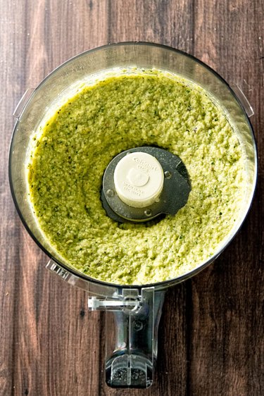 Artichoke and lemon pesto blended in a food processor