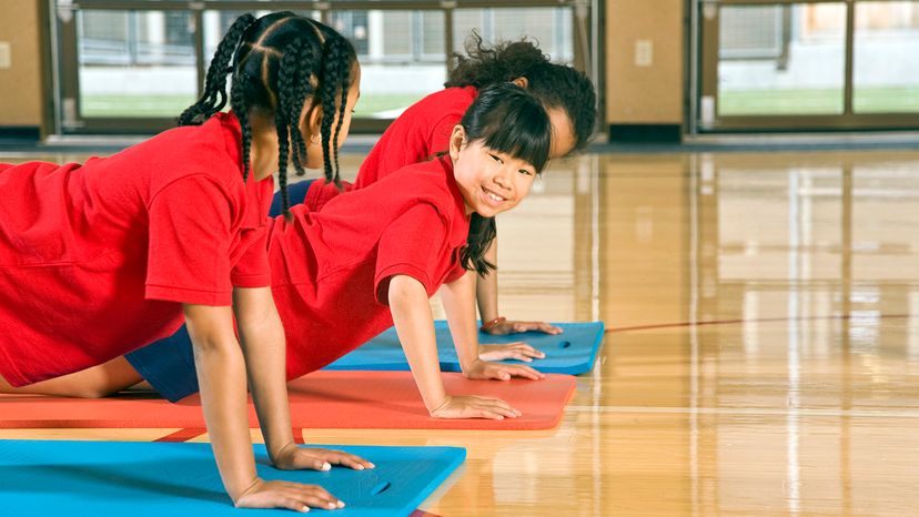 girls doing pushups